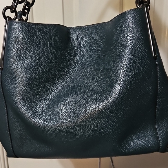 Coach NWOT Dalton Dark Green Leather Shoulder Bag, Gunned Metal - Picture 5 of 16